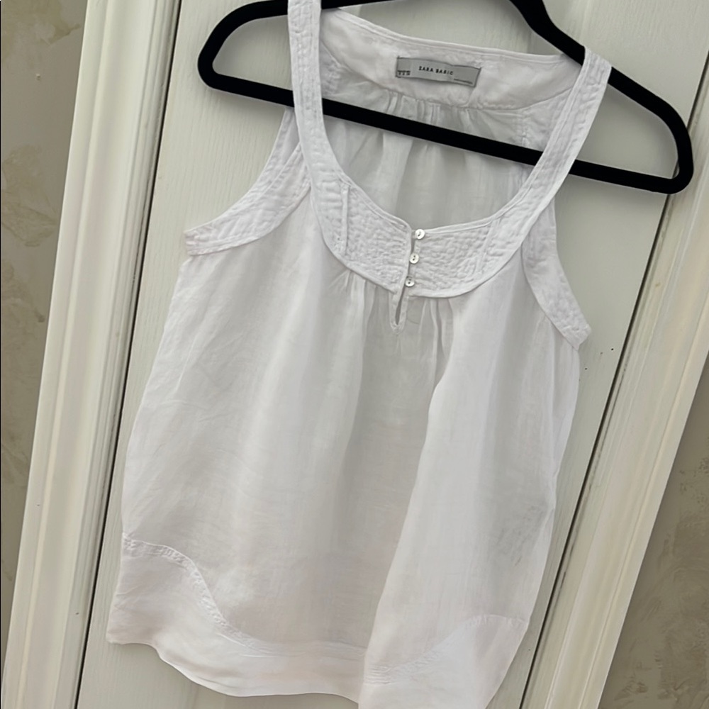 Zara White Sleeveless Top